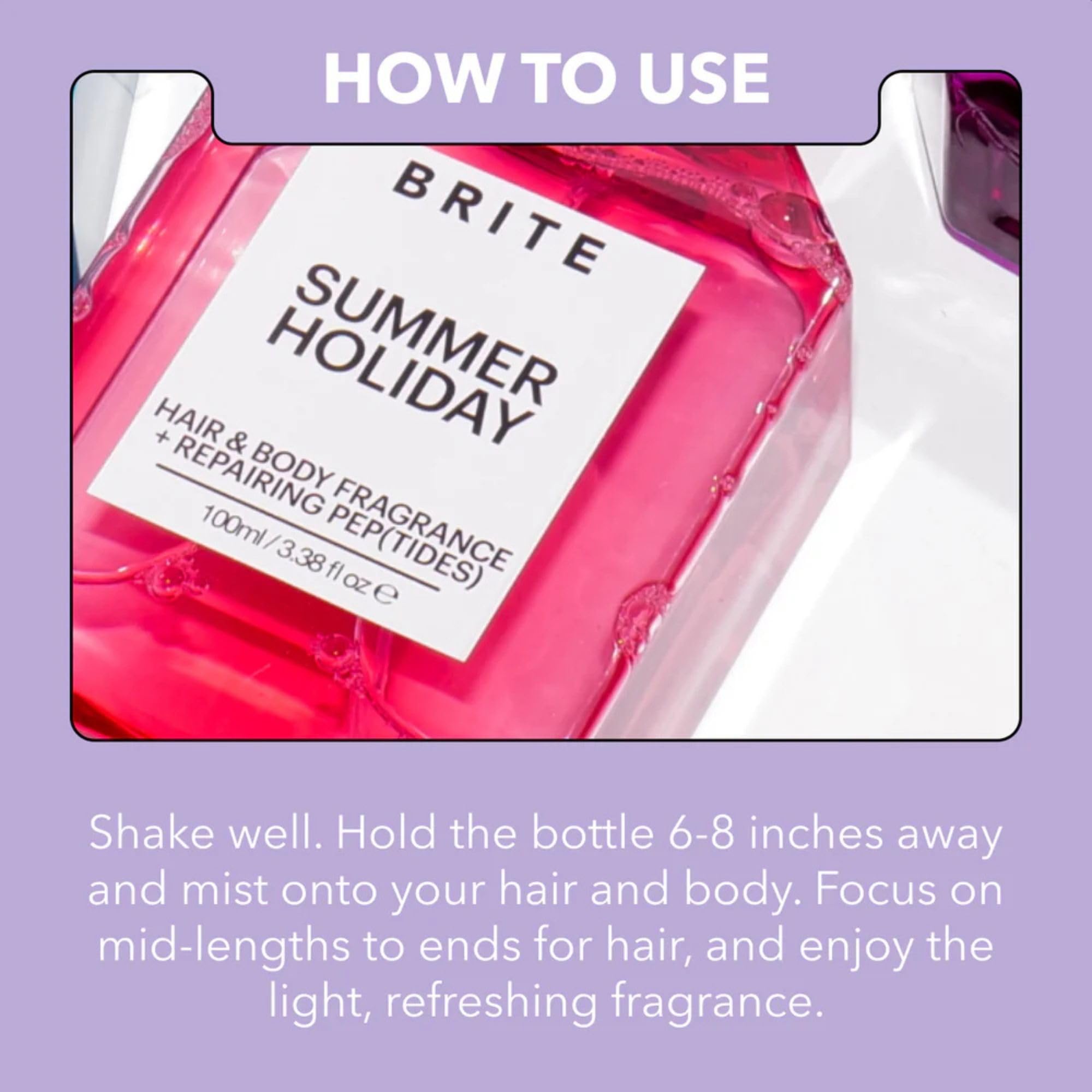 Brite Hair & Body Fragrance with Repairing Anti-Aging Peptides – Tropical Scent (3.38 Fl Oz)