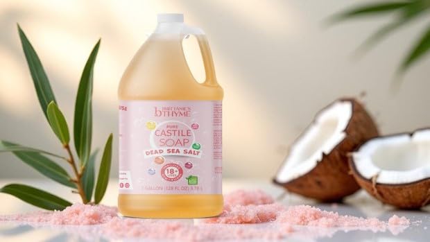 Brittanie's Thyme Pure Organic Castile Soap Refill with Dead Sea Salt – 1 Gallon, Vegan, Gluten Free, Non-GMO