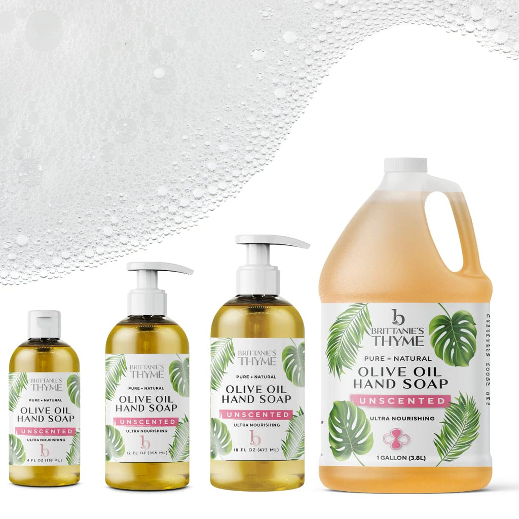 Brittanie's Thyme Castile Soap Refill Unscented 1 Gal – Multi-Use Face, Body, Dishes & Laundry