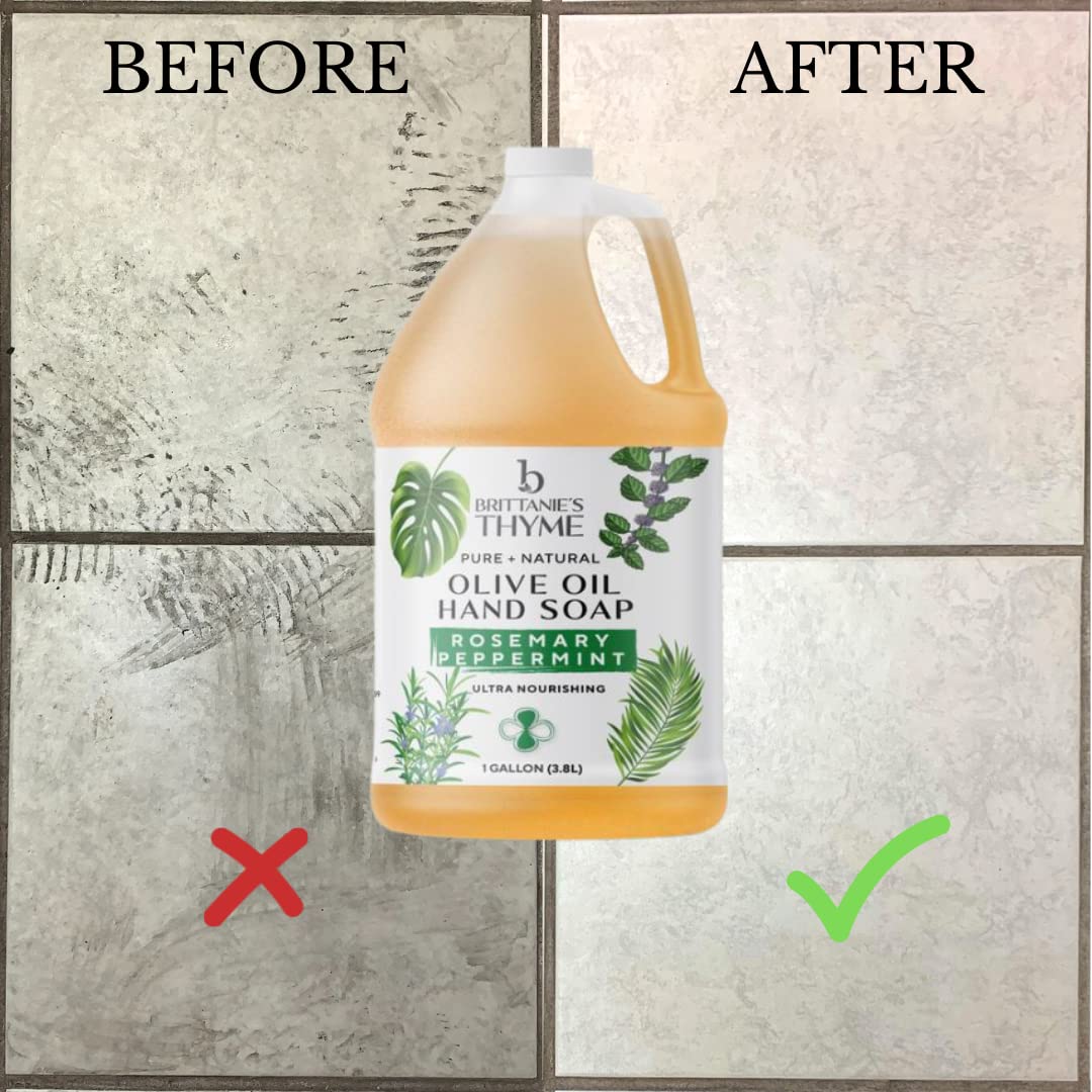 Brittanie's Pure Organic Castile Soap Refill – Rosemary Peppermint, 1 Gallon | Vegan, Gluten Free