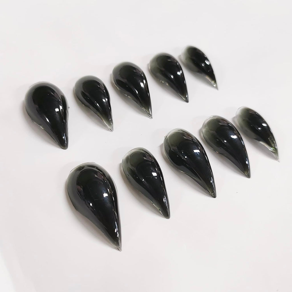 BRKYKGK Eagle Claw Press-On Nails – Medium Stiletto, Glossy Black Cat Claw (10 Pcs)