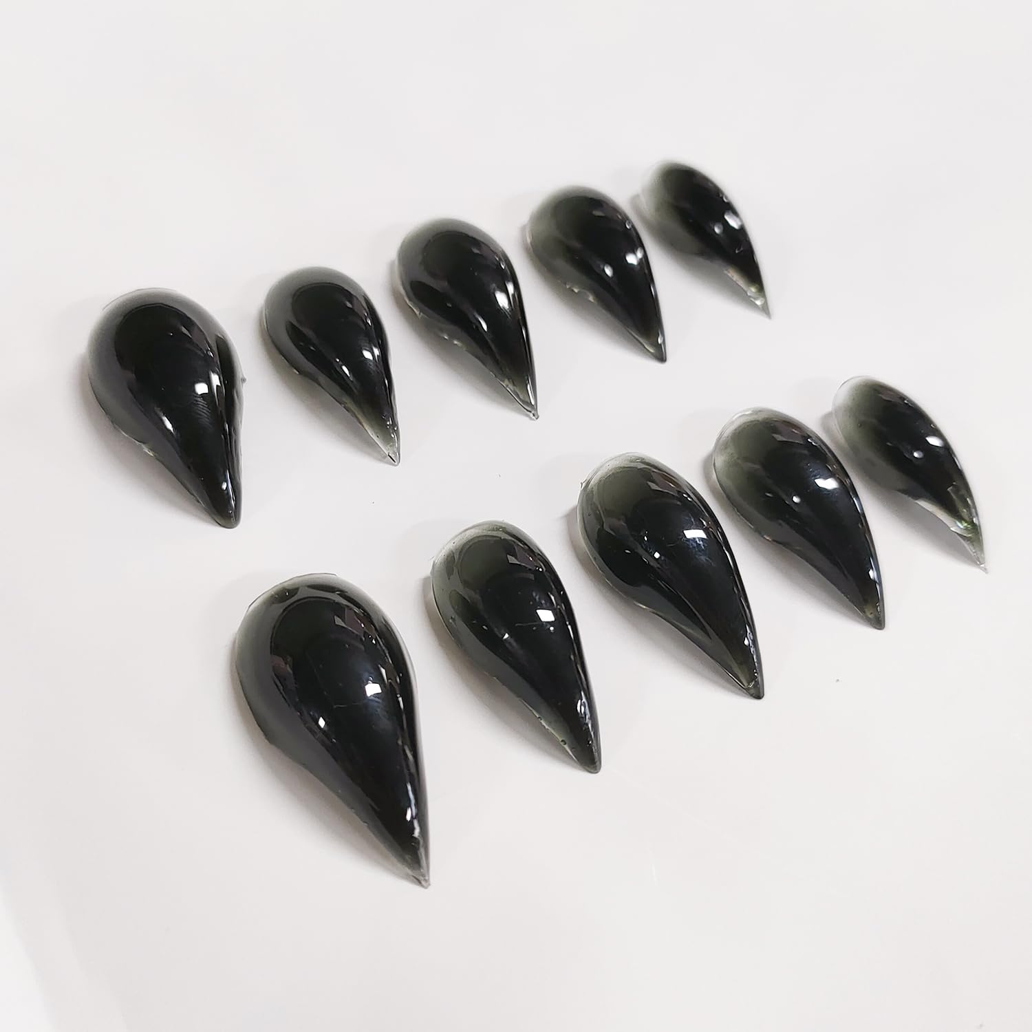 BRKYKGK Eagle Claw Press-On Nails – Medium Stiletto, Glossy Black Cat Claw (10 Pcs)