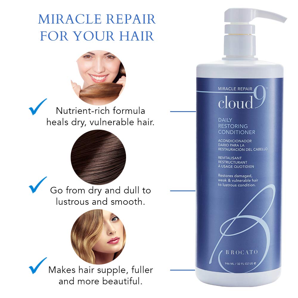 Brocato Cloud 9 Daily Restoring Conditioner – Miracle Repair Moisturizing & Revitalizing Rinse-Out Conditioner | 32 oz