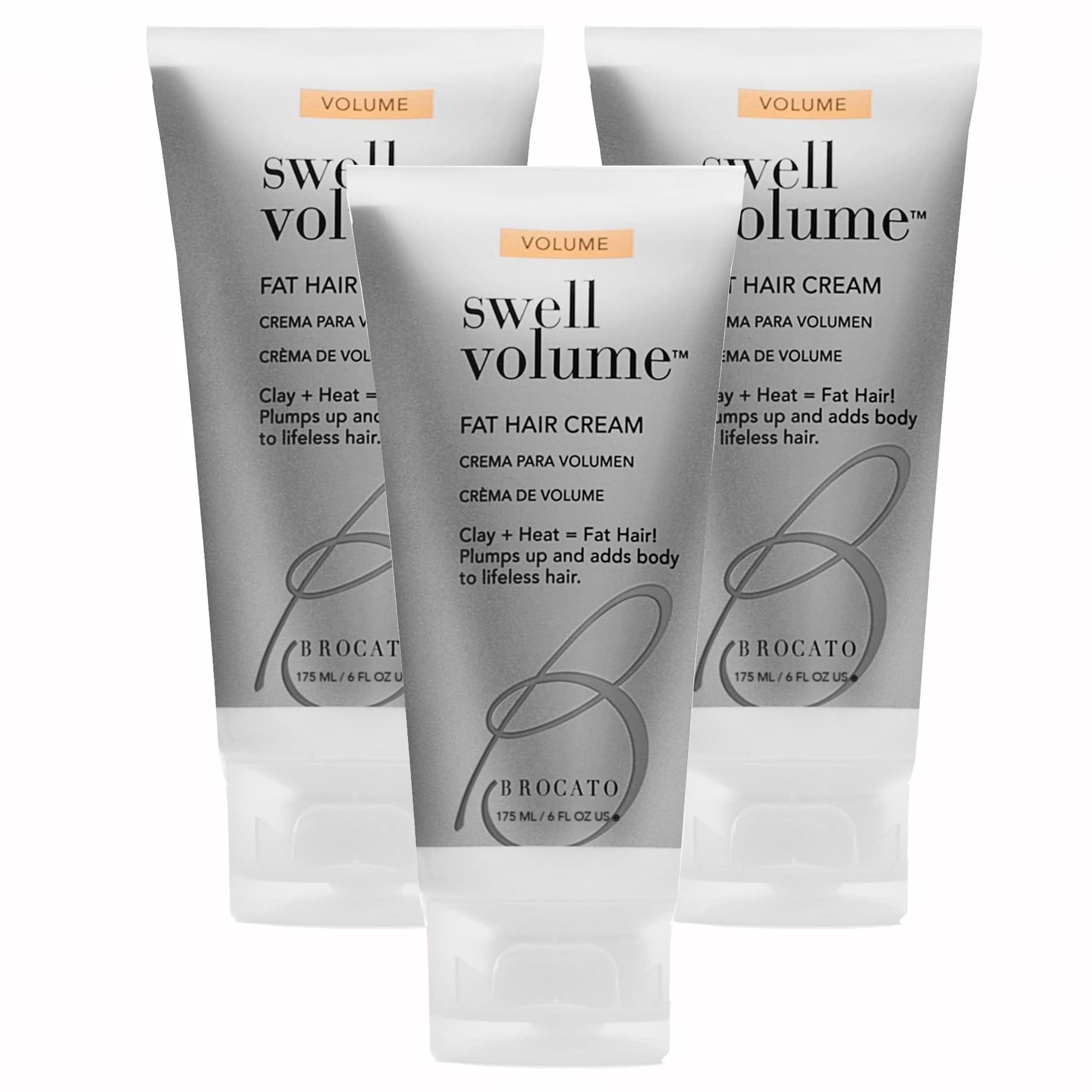 Brocato Swell Volume Hair Cream — 3 Pack, 6 oz | Heat-Activated Volumizing & Thickening Cream