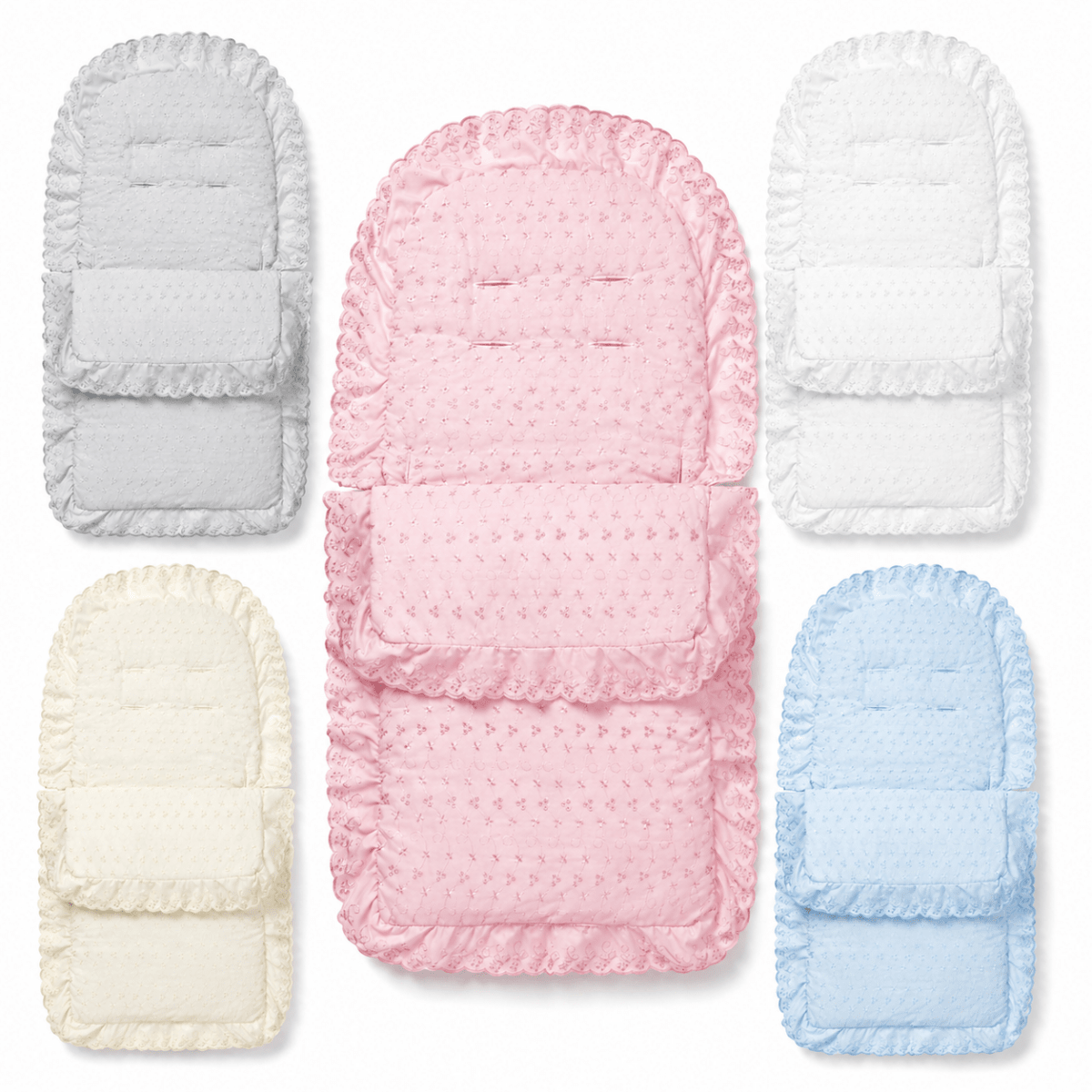 Universal Broderie Anglaise Pushchair Footmuff / Cosy Toes - Fits All Pushchairs / Prams And Buggies