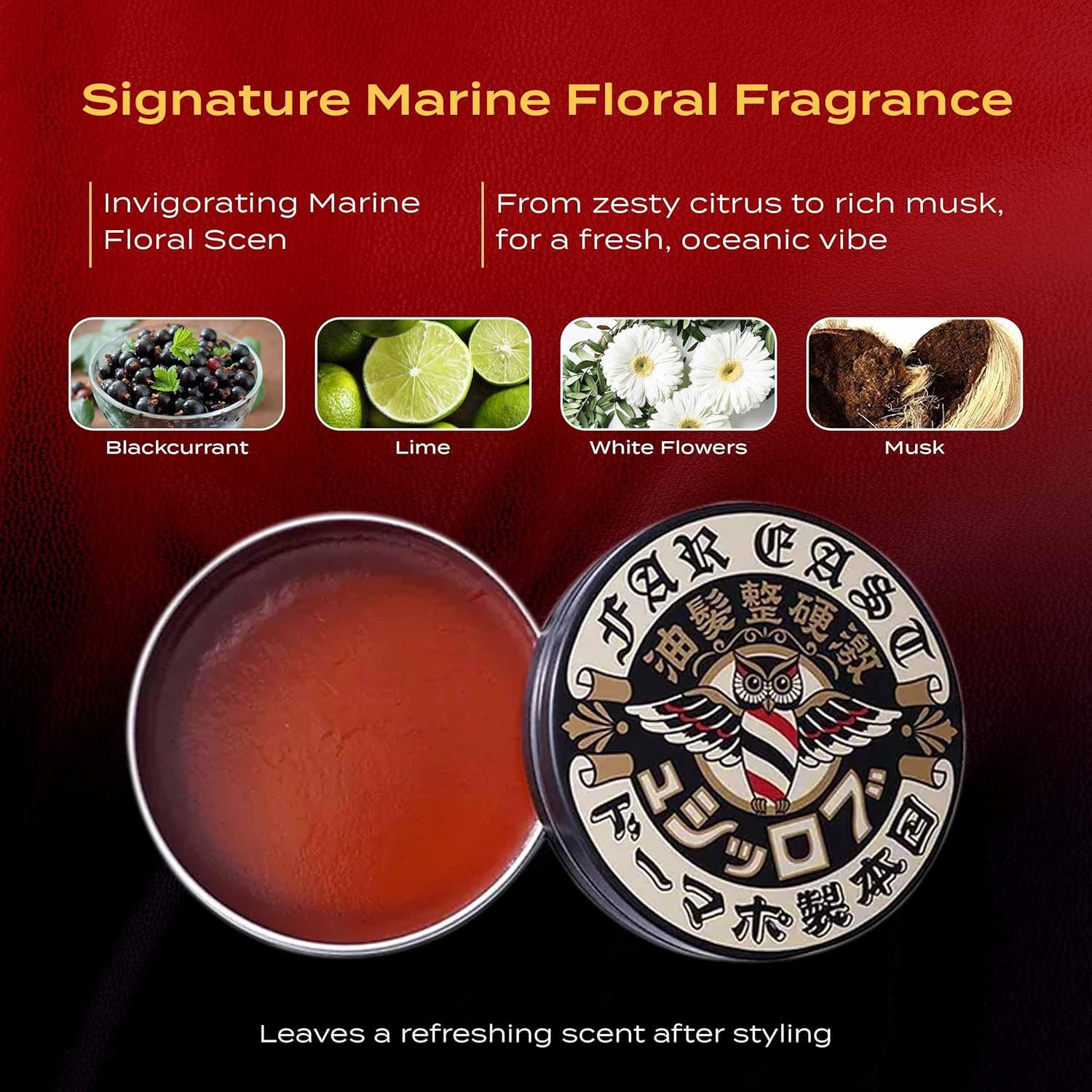 BROSH Far East Hard Pomade – Water-Based, Extra Firm Hold, Medium Shine | Humidity-Resistant Grooming