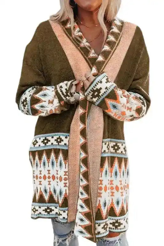 Aztec Print Duster Cardigan Women UK