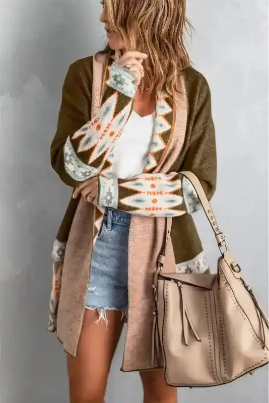 Aztec Print Duster Cardigan Women UK