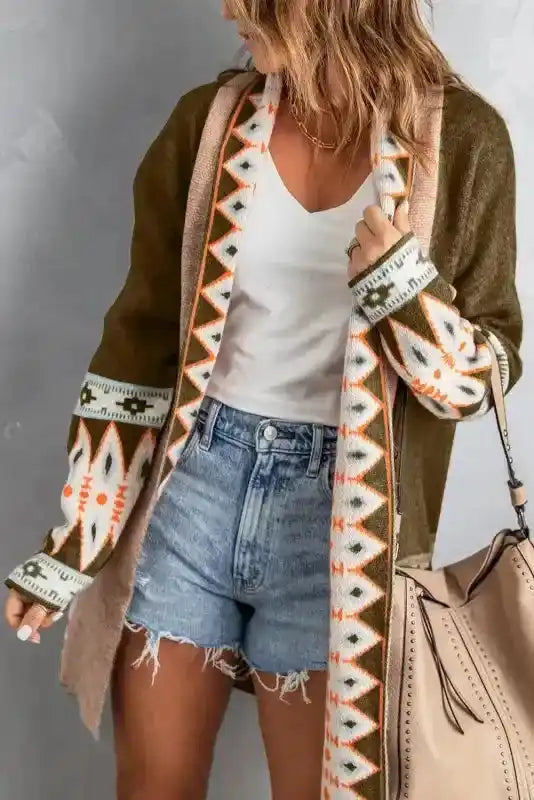 Aztec Print Duster Cardigan Women UK