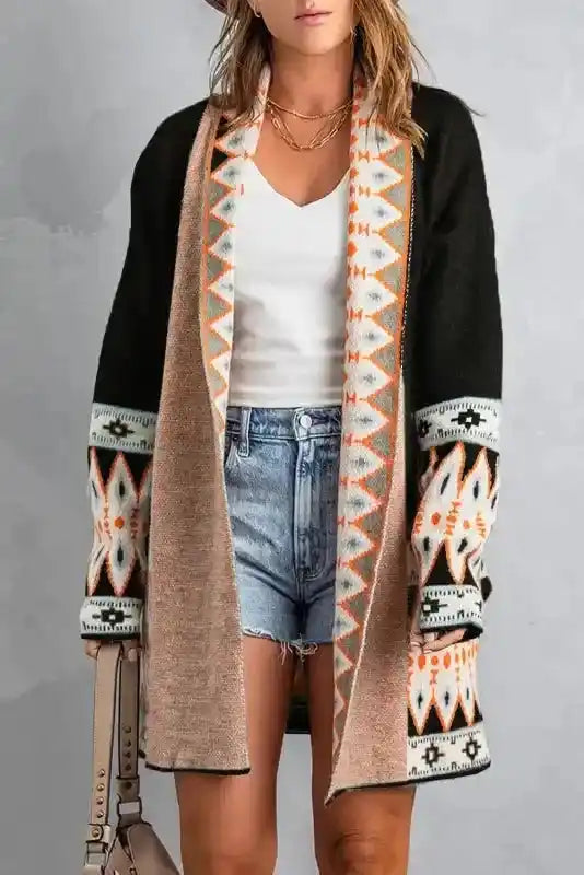 Aztec Print Duster Cardigan Women UK