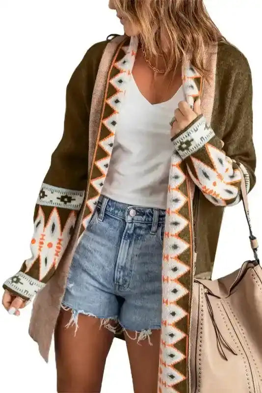 Aztec Print Duster Cardigan Women UK