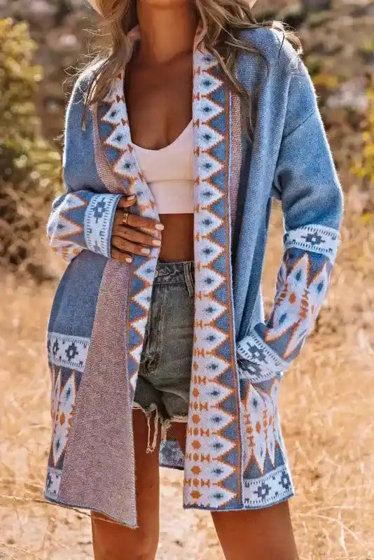Aztec Print Duster Cardigan Women UK