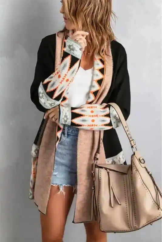 Aztec Print Duster Cardigan Women UK