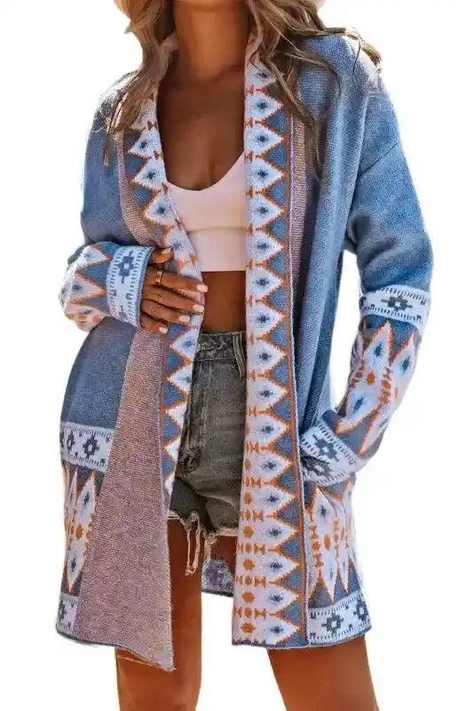 Aztec Print Duster Cardigan Women UK