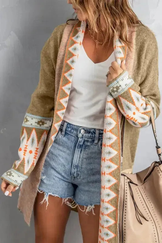 Aztec Print Duster Cardigan Women UK