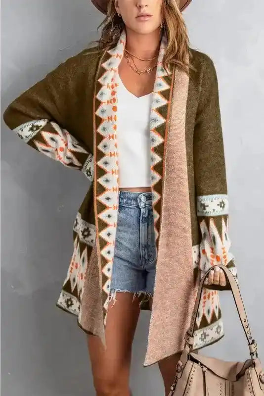 Aztec Print Duster Cardigan Women UK