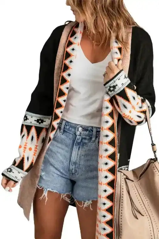 Aztec Print Duster Cardigan Women UK