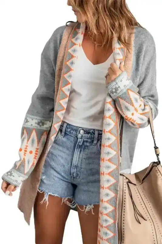 Aztec Print Duster Cardigan Women UK
