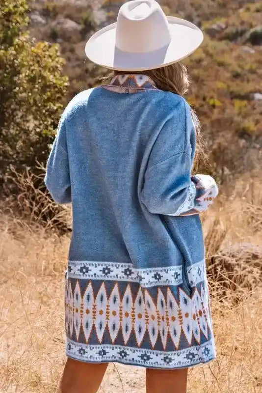 Aztec Print Duster Cardigan Women UK