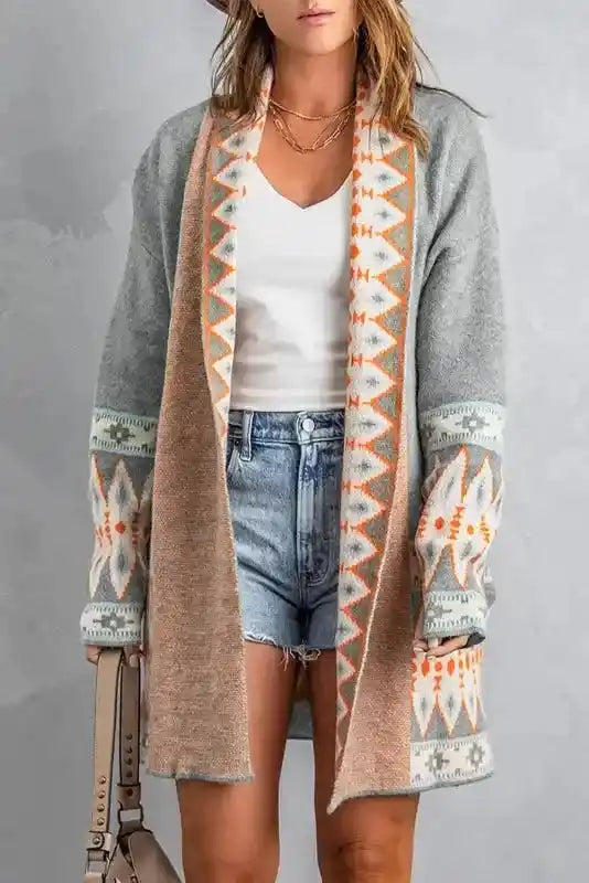 Aztec Print Duster Cardigan Women UK