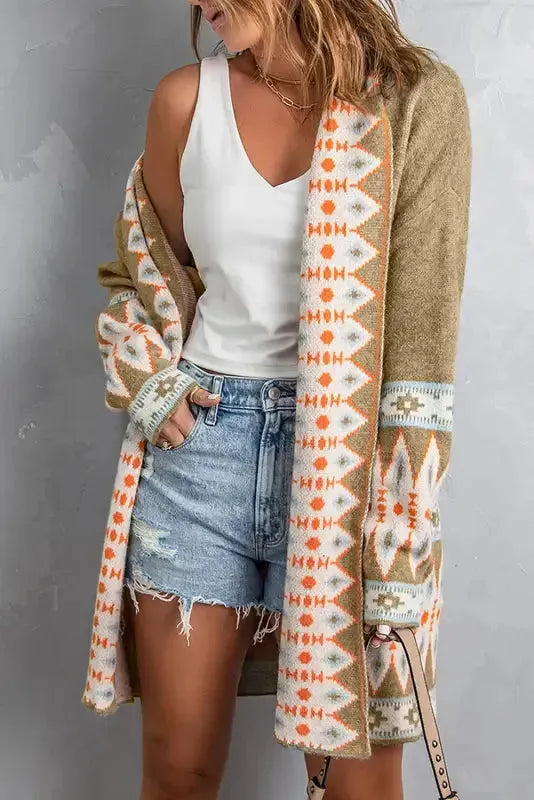 Aztec Print Duster Cardigan Women UK