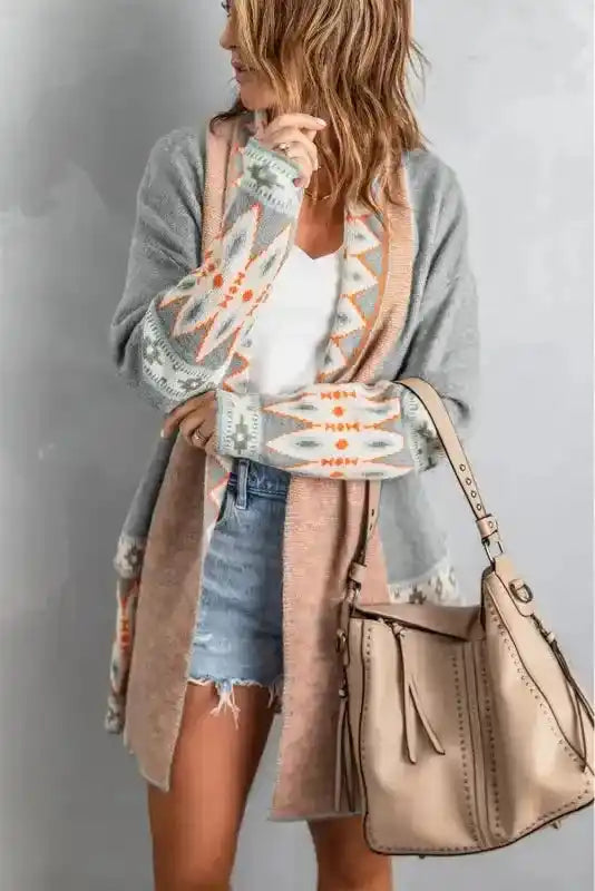 Aztec Print Duster Cardigan Women UK