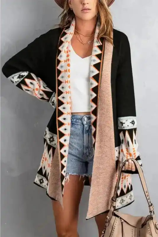 Aztec Print Duster Cardigan Women UK