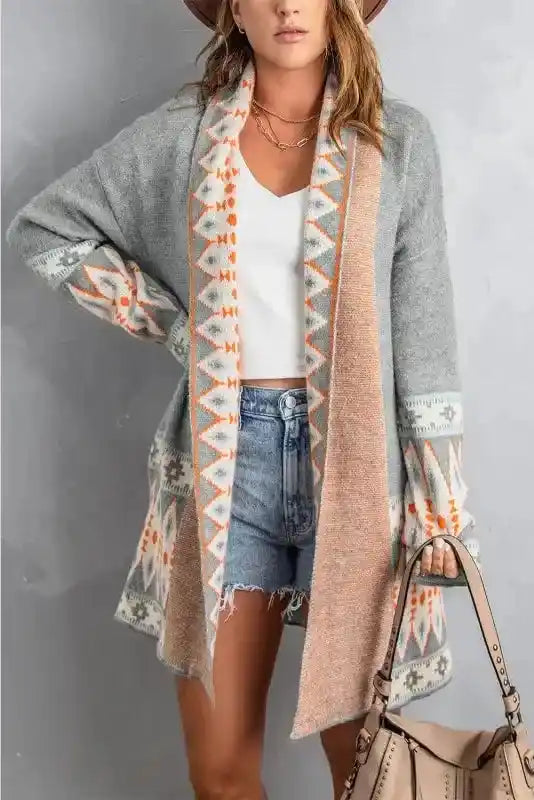 Aztec Print Duster Cardigan Women UK
