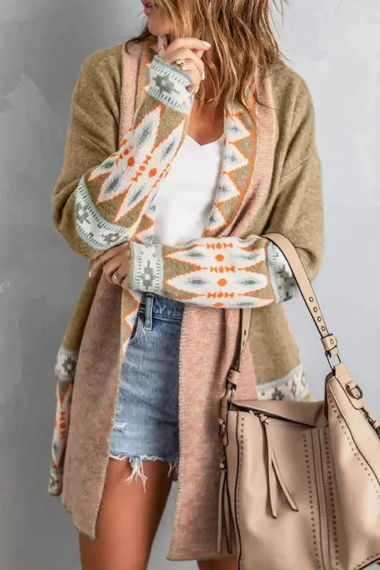 Aztec Print Duster Cardigan Women UK