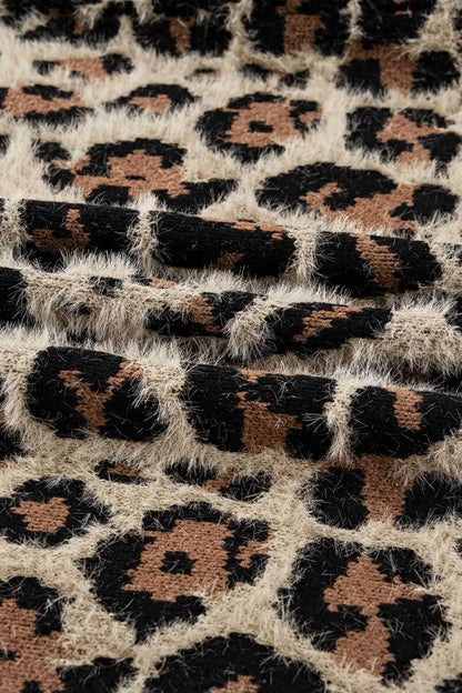 Brown Leopard Open Knit Cardigan Women UK