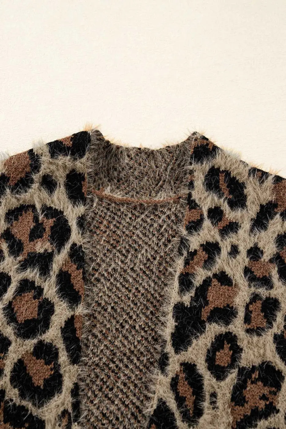 Brown Leopard Open Knit Cardigan Women UK