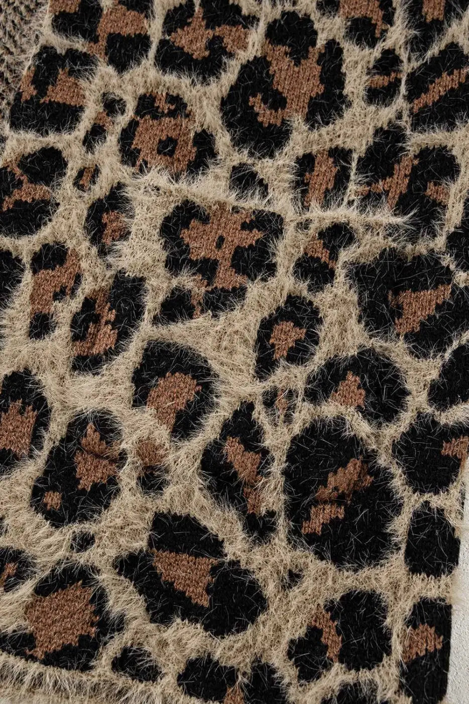 Brown Leopard Open Knit Cardigan Women UK