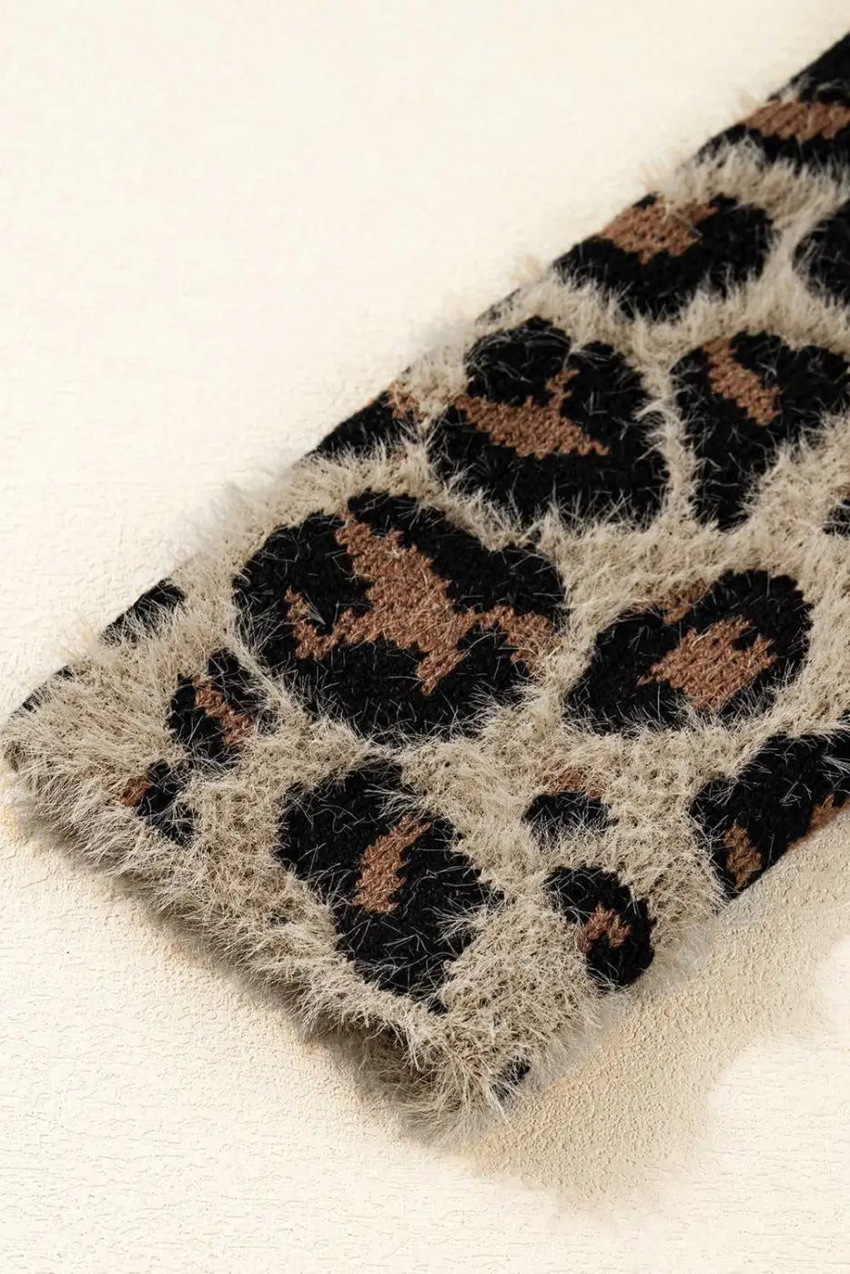 Brown Leopard Open Knit Cardigan Women UK