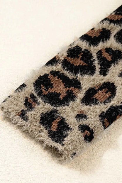 Brown Leopard Open Knit Cardigan Women UK