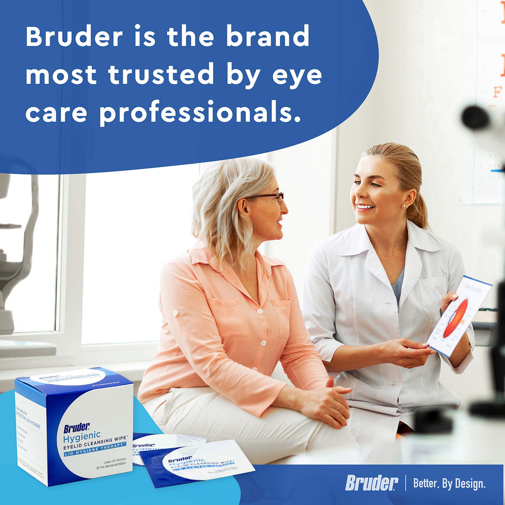 Bruder Eyelid Cleansing Wipes – Rinse-Free, Unscented, Hypoallergenic 3-Pack (90 Wipes)