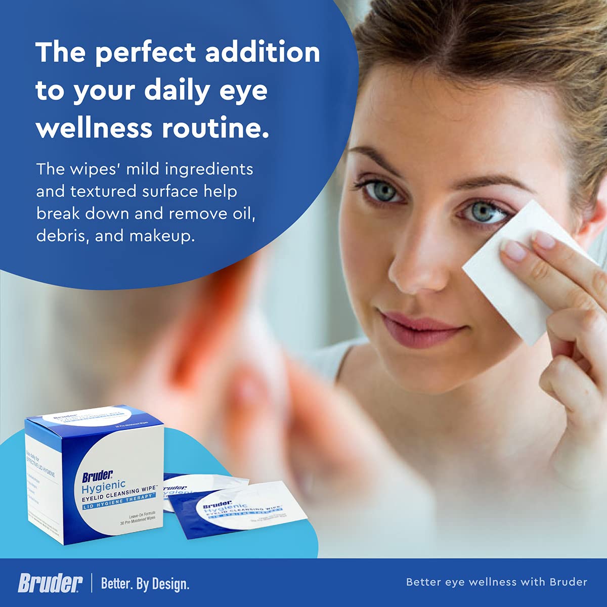 Bruder Eyelid Cleansing Wipes – Rinse-Free, Unscented, Hypoallergenic 3-Pack (90 Wipes)