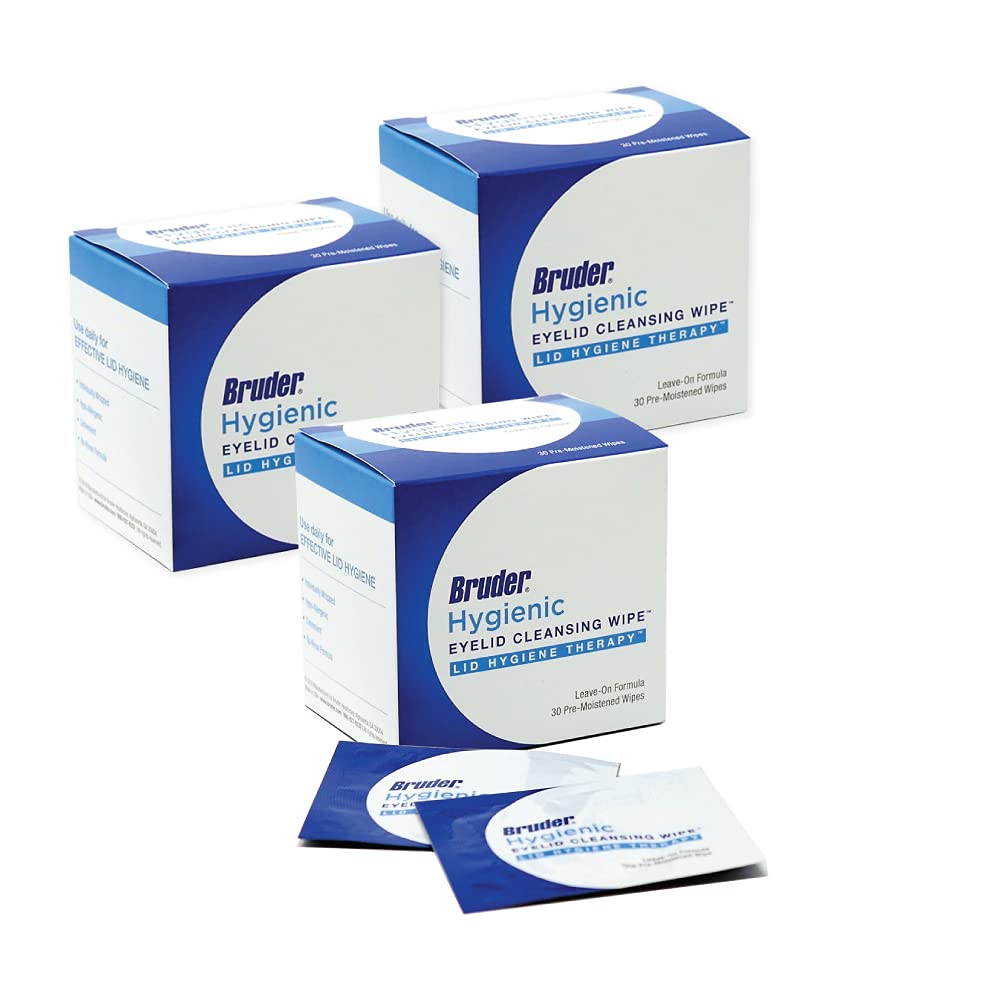 Bruder Eyelid Cleansing Wipes – Rinse-Free, Unscented, Hypoallergenic 3-Pack (90 Wipes)