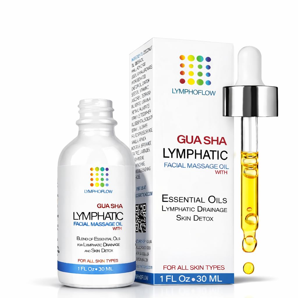 Bruizex Facial Lymphatic Drainage Oil for Gua Sha – Jojoba & Coconut Massage Oil, 1 Fl Oz
