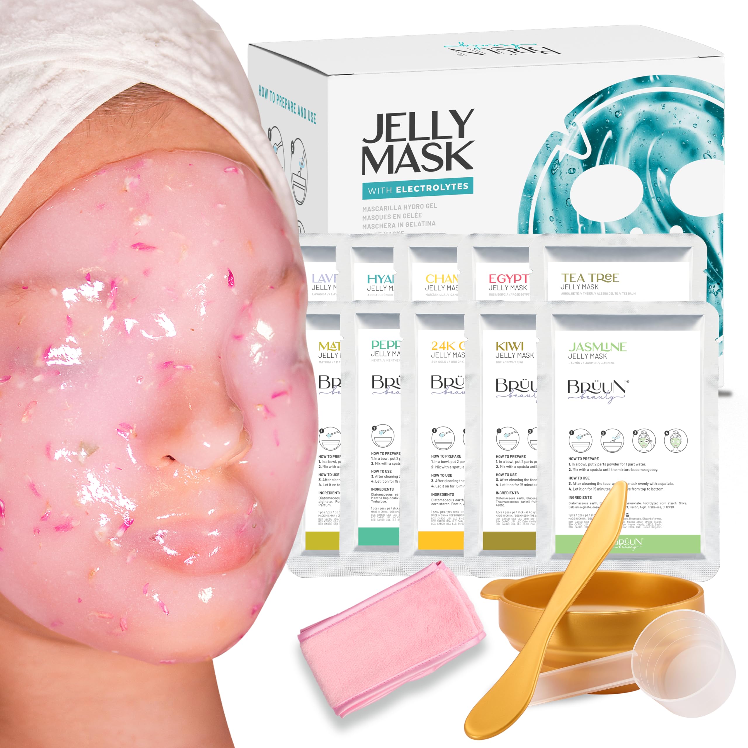 BRÜUN Peel-Off Jelly Mask Spa Set – Premium Rubber Mask (9 Varieties) for At-Home Facial