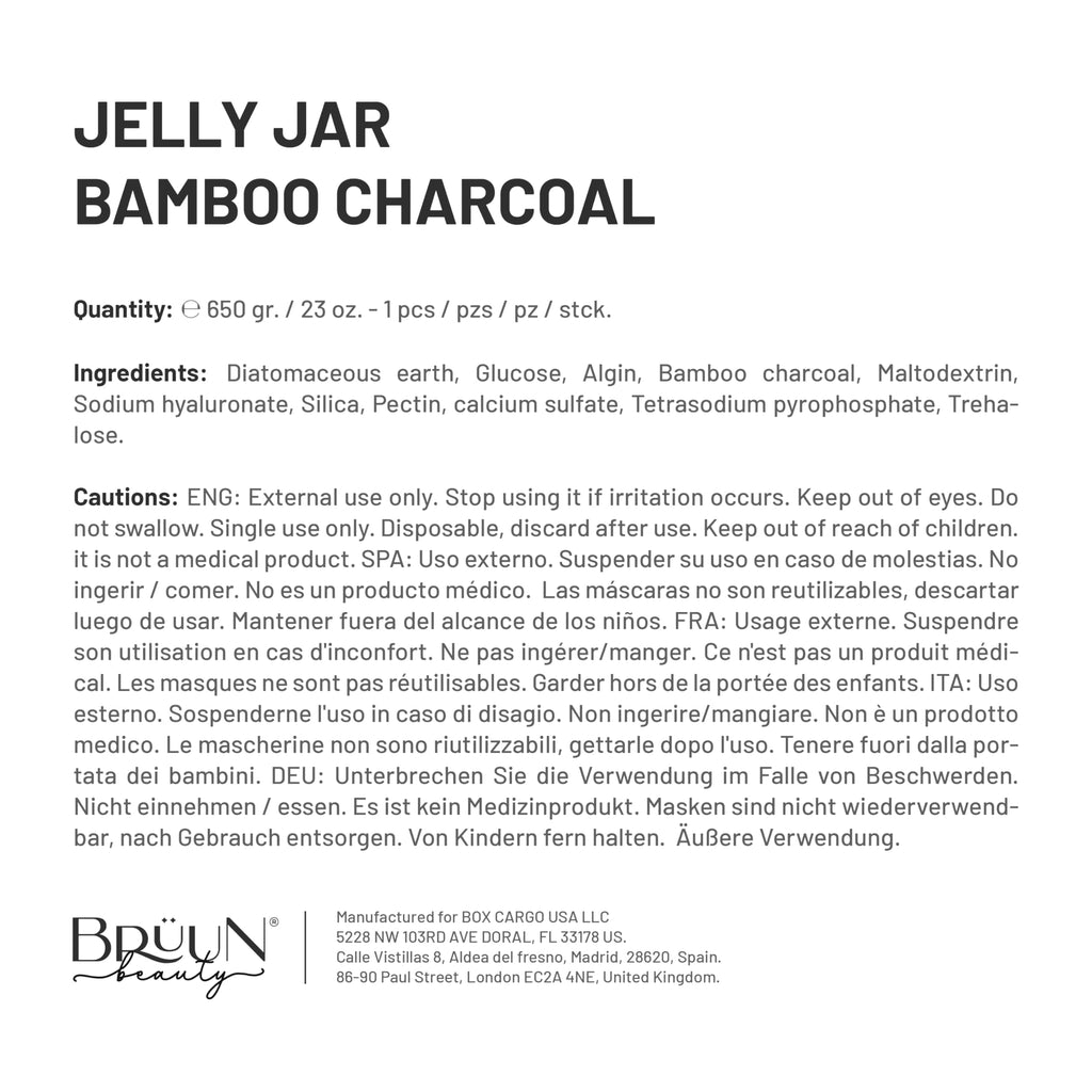 BRÜUN Jelly Mask Jar Bamboo Charcoal Peel-Off | 23 oz Spa Set for Full-Face Care