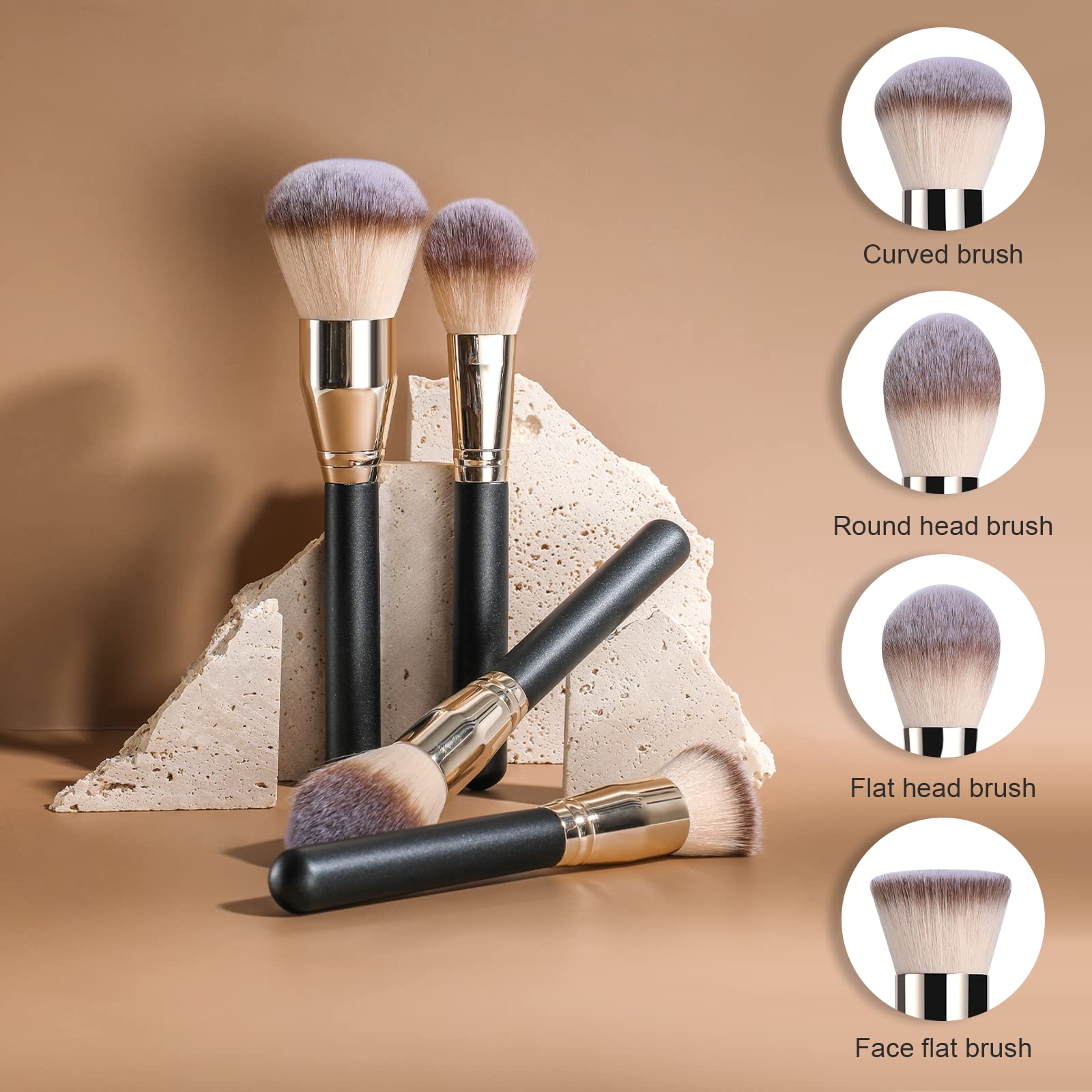BS-MALL Soft Professional Makeup Brush Set – 4 Pcs Travel‑Friendly with Foundation, Powder & Blush Brushes
