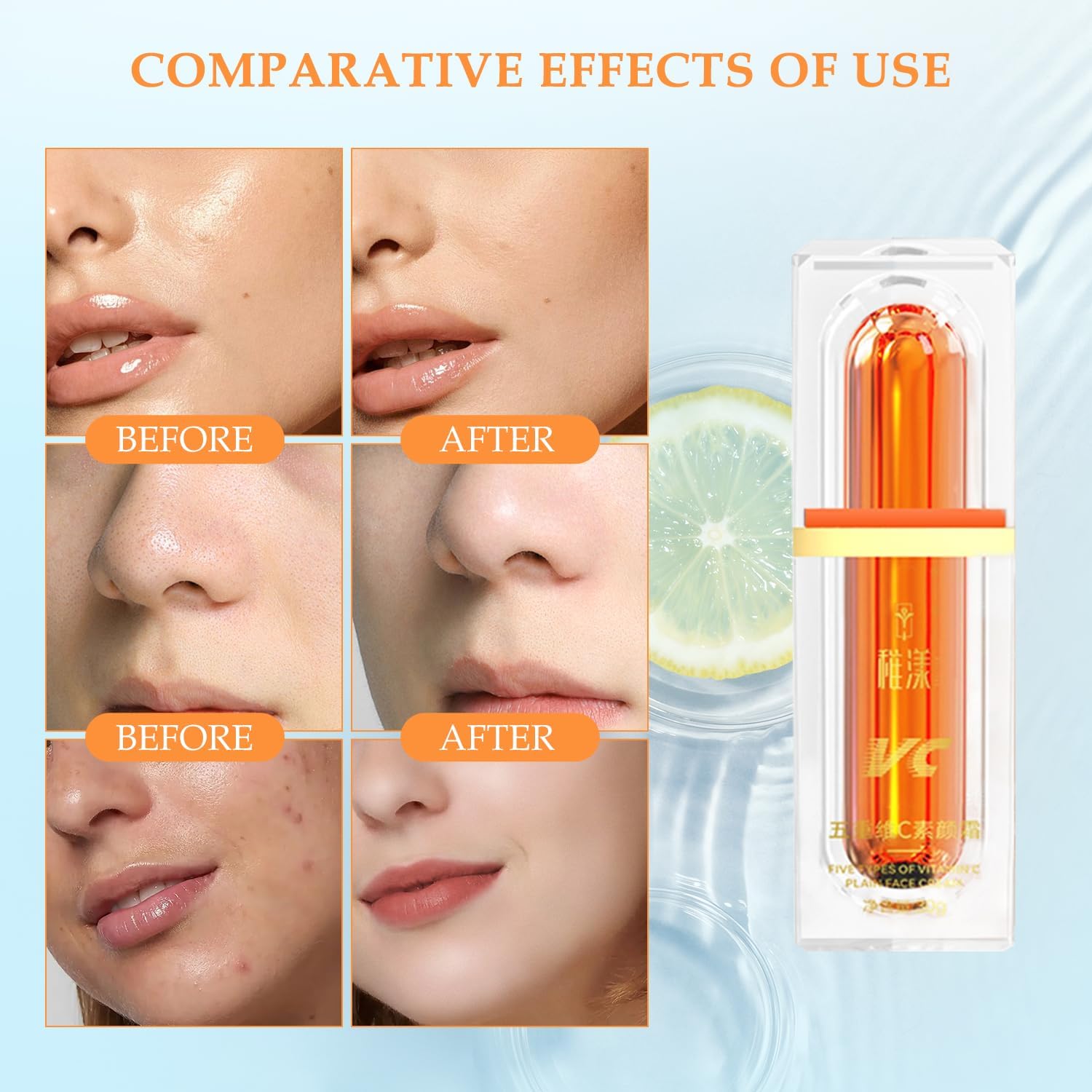 BSMAX 2Pcs Five Vitamin C Tone-Up Cream — Natural BB Cream & Concealer for All Skin Types