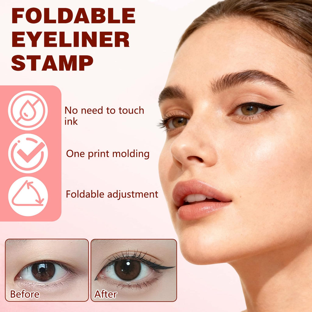 BSMAX 2Pcs Foldable Eyeliner Stamp Pen – Quick Winged Liners, Smudge-Proof & Waterproof (Black & Brown)