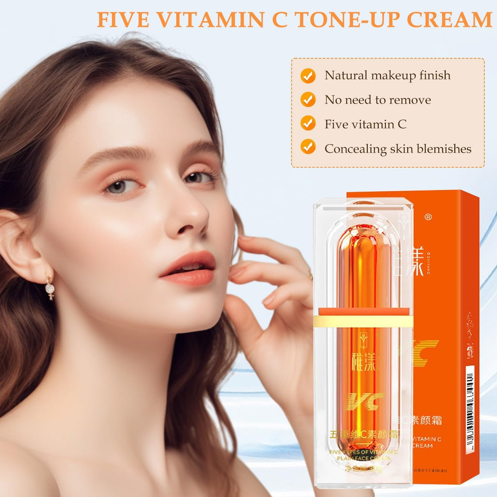 BSMAX 2Pcs Five Vitamin C Tone-Up Cream — Natural BB Cream & Concealer for All Skin Types