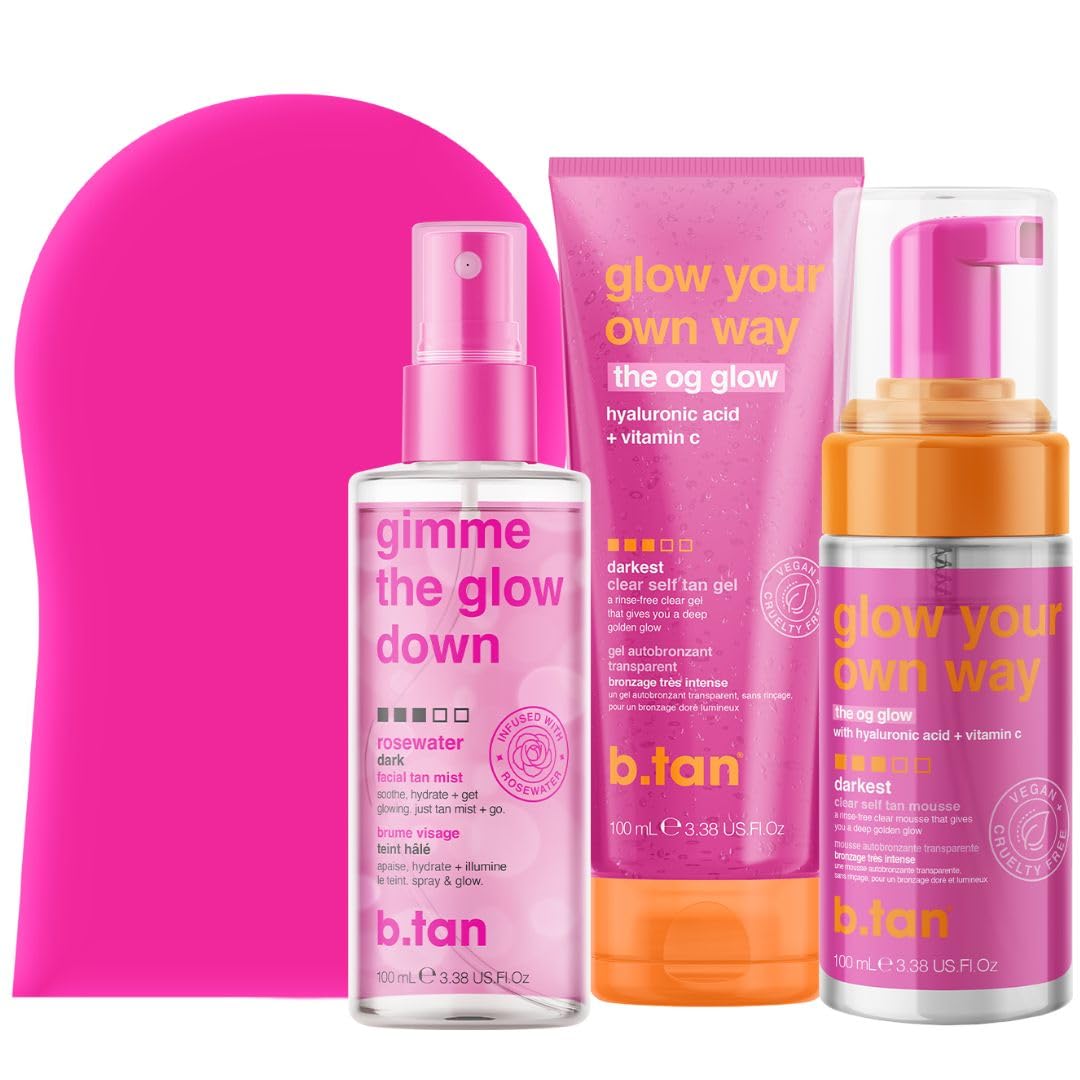 B.TAN Clear Self Tanning Gel Travel Size Kit | Glow Your Own Way Gift Set