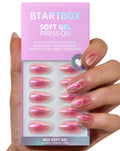 BTArtbox Press On Nails Almond - Neon Gradient Pink Chrome (Short) | 32-Count Glue On Nails Kit