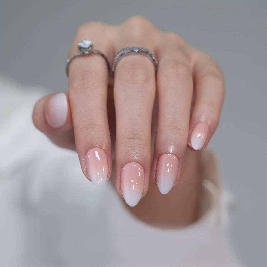 BTArtbox Almond Press On Nails Medium – Soft Gel Ombre, 32-Piece Kit (Vanilla Cream Almond)