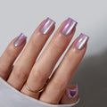 BTArtbox Chrome Cat Eye Short Press On Nails Kit – 32 Nails with Glue | Glass Ocean