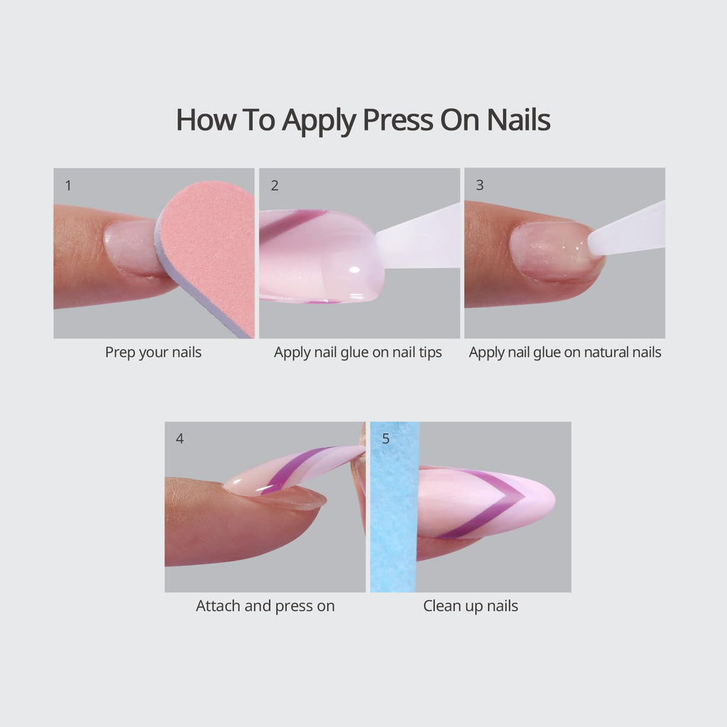 BTArtbox Chrome Cat Eye Short Press On Nails Kit – 32 Nails with Glue | Glass Ocean