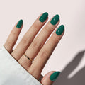 BTArtbox Press On Nails Short – Dark Green Short Oval Gel Nails (16 Sizes)